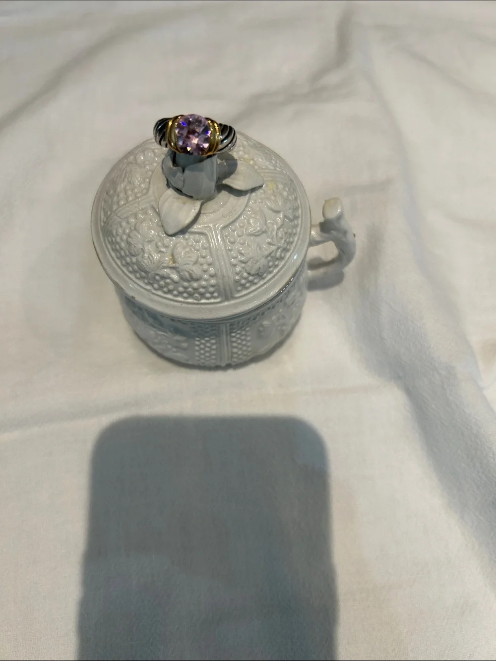 Costume jewelry. Silver and Gold-Tone Ring with Pink Stone - Women Jewelry